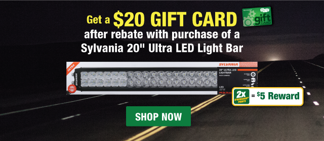 Get a $20 gift card after rebate with purchase of Sylvania 20