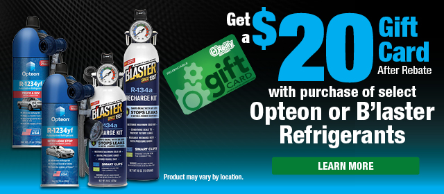 Get a $20 gift card after rebate with purchase of select Opteon or B'laster Refrigerants