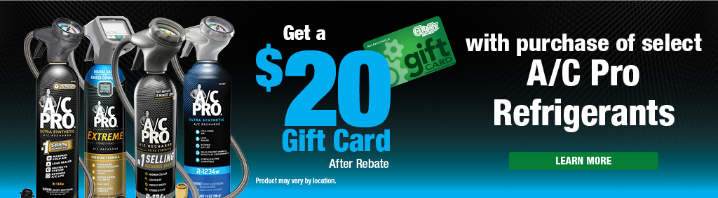 Get a $20 gift card after rebate with purchase of select A/C Pro Refrigerants