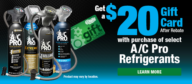 Get a $20 gift card after rebate with purchase of select A/C Pro Refrigerants